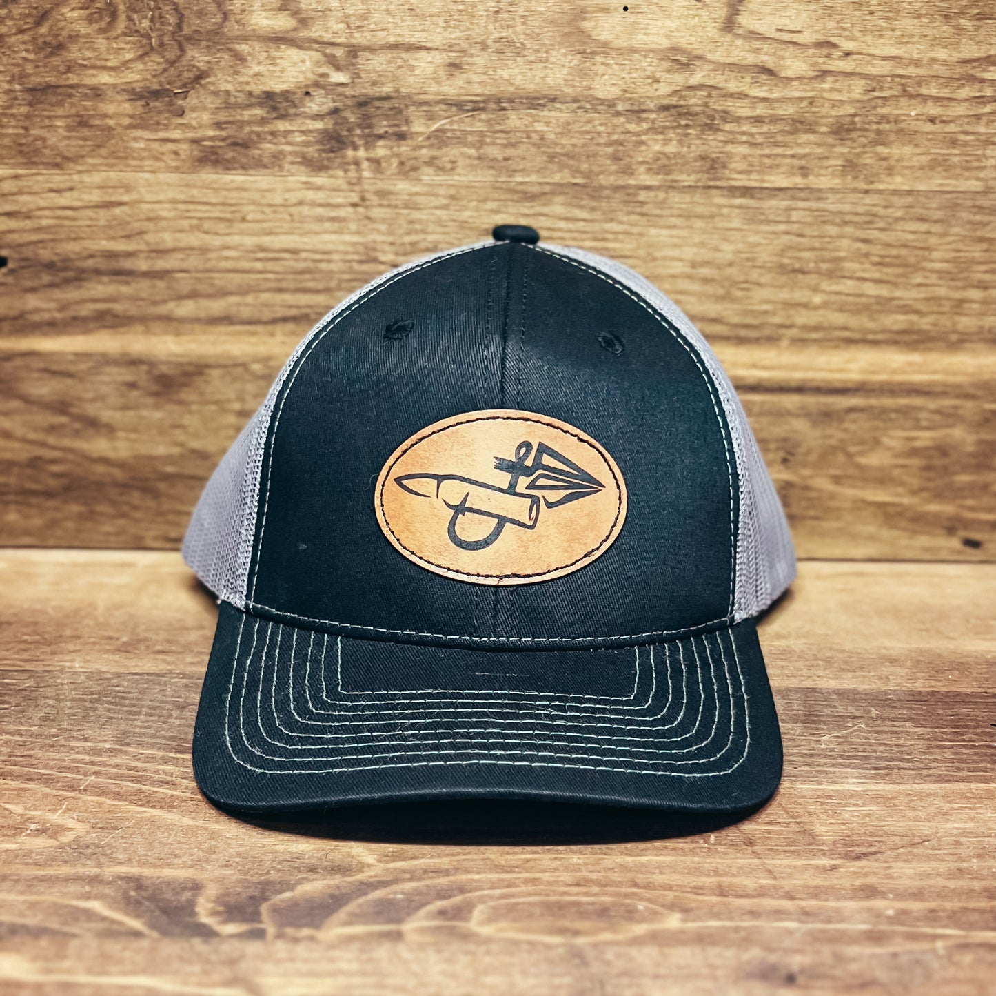 Black & Charcoal Hat - Oval Logo Patch