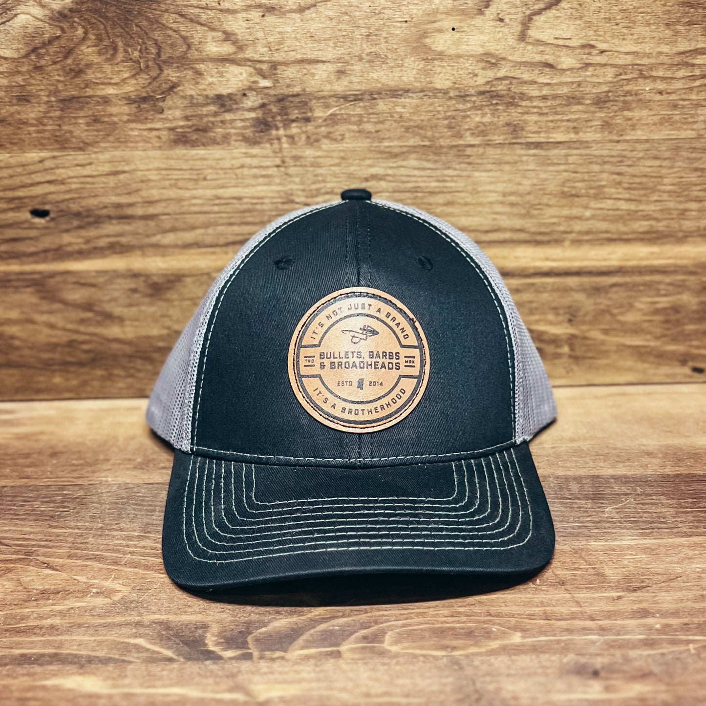 Black & Charcoal Hat - Round Patch